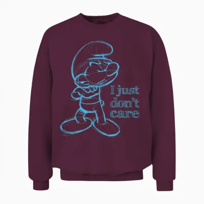 Smurfs Design with Quote I Just Don’t Care Unisex Sweatshirt - Maroon
