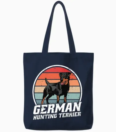German Jagdterrier Retro Tote Bags - Navy