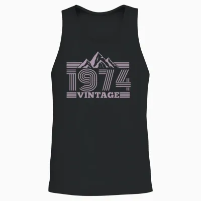 Vintage 1974 Birthday Mountains Hiking Climbing Unisex Tank Top - Black