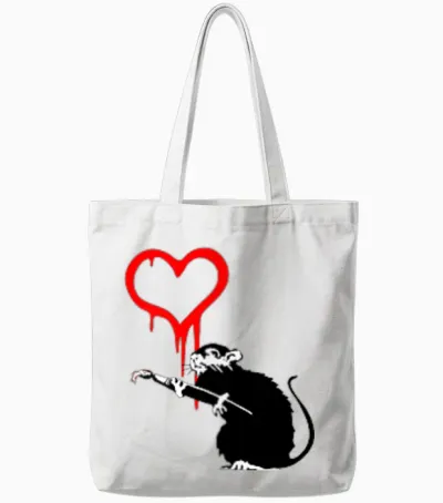 Banksy Papl2173 Love Rat Graffiti Modern Graphic Art Bekleidung Tote Bags - White