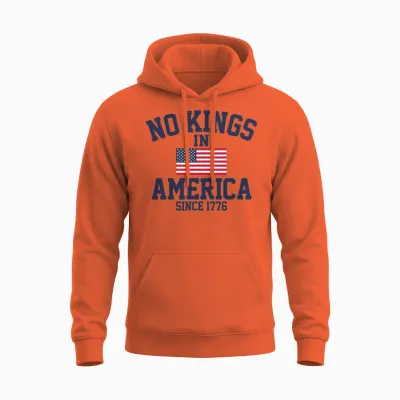 No Kings in America Save Democracy Anti Trump Unisex Hoodie - Orange