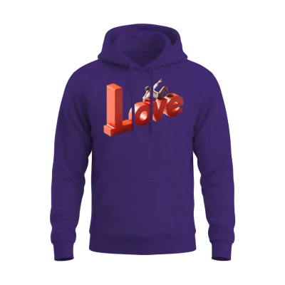 3d Love Typography with Creative Design Unisex Hoodie - Purple