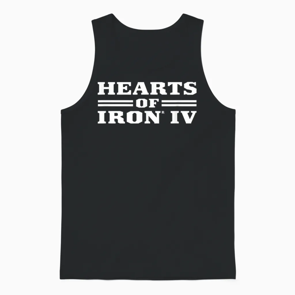 Hearts of Iron Iv Logo White Strategy Game Unisex Tank Top in Black