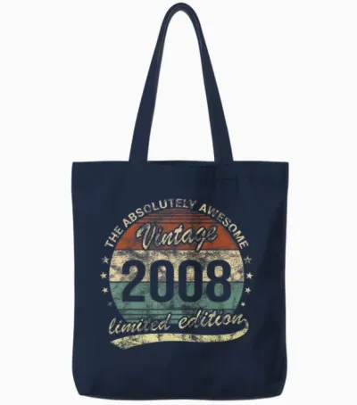 18th Birthday 2008 the Absolutely Awesome Vintage Boy Girl Tote Bags - Navy