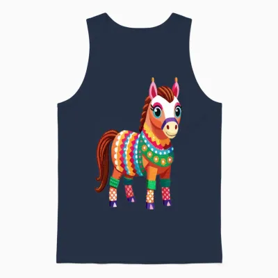 Colorful Celebration Horse Unisex Tank Top - Navy