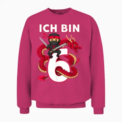 Cool Ninja Birthday for Boys with Dragon 6 Years Unisex Sweatshirt - Heliconia
