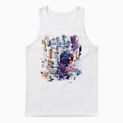Cyberpunk Printed Back Unisex Tank Top - White
