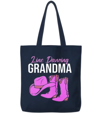 Country Western Boots Line Dancing Grandma Tote Bags - Navy