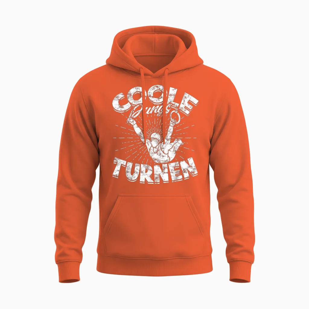 Kinder Jungen Turnen Geschenke Turner Coole Jungs Turnen T-Shirt - Schwarz, Kurzarm, S, Cartoon, Sport, Kinder, Jungen, Turner Unisex Hoodie in Orange