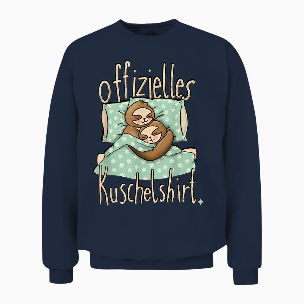 Official Cuddly Shirt Sleep Shirt Sloth Sleeping Unisex Sweatshirt in Navy