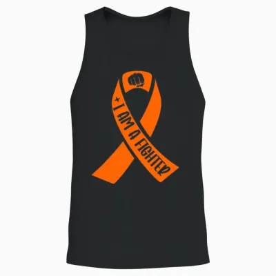 Multiple Sclerosis I'm a Fighter Orange Ribbon Unisex Tank Top - Black