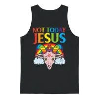 Today Not Jesus Satan Goat Satanic Rainbow Unisex Tank Top - Black – 1
