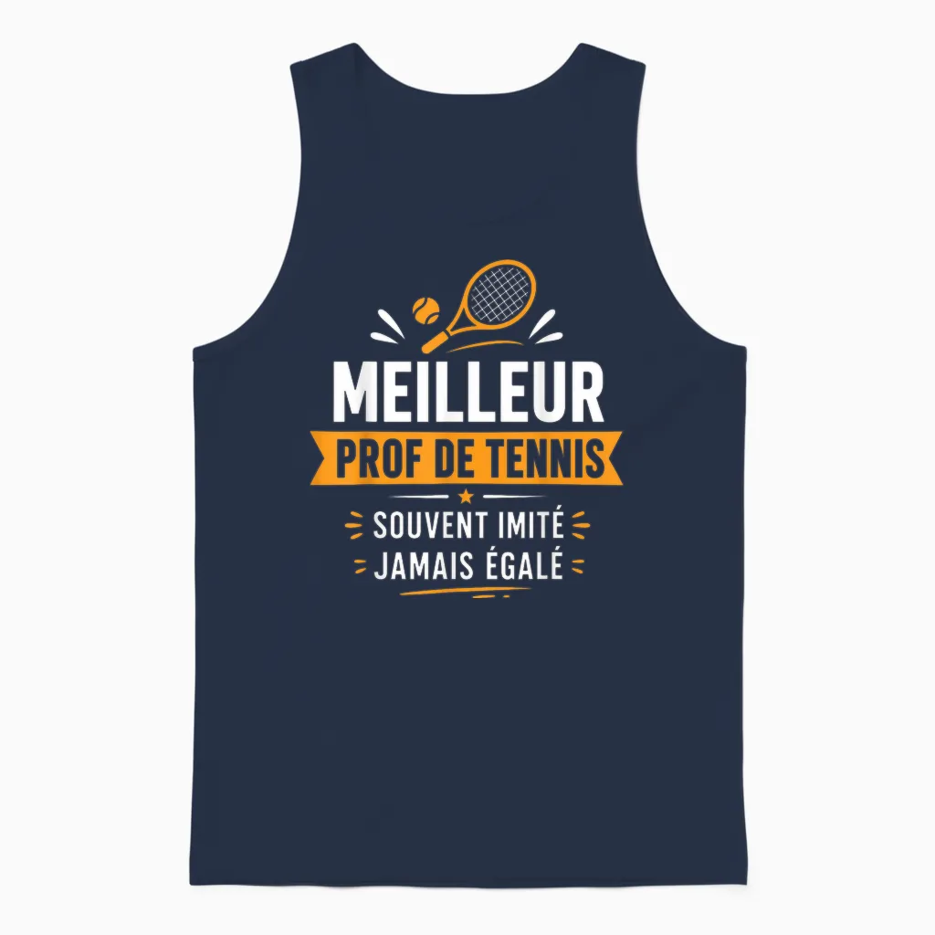 Sport Humor Profession Teacher Best Tennis Teacher Unisex Tank Top in Navy