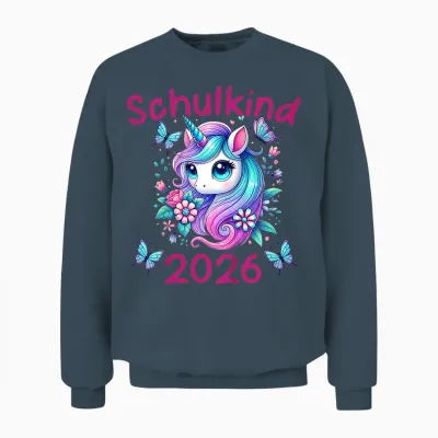 Kinder Mädchen Einhorn Schulanfang Schulkind 2026 Unisex Sweatshirt - Dark Heather