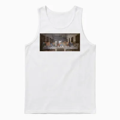 Pixel Art Version of the Last Supper Leonardo Da Vinci Unisex Tank Top - White