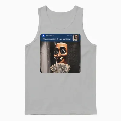 There Is Motion at Your Front Door Tung Tung Tung Sahur Meme Unisex Tank Top - Ash