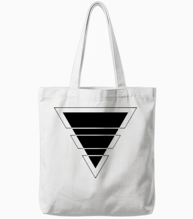 Triangle Trend Design Black Tote Bags in White