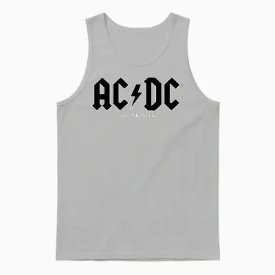 Ac/dc - Histoire Des Logos 50 Ans T-Shirt Haut De Gamme Unisex Tank Top - Ash