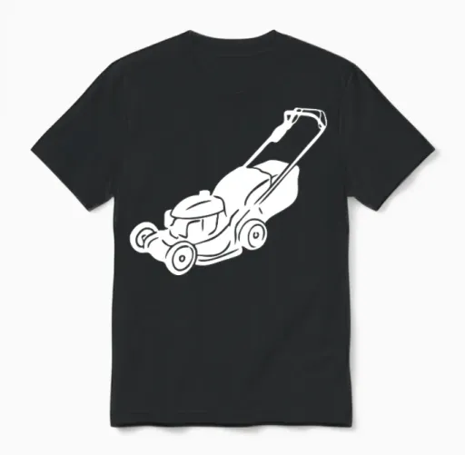 Gardening Mower Gardener Lawn Design Vector Unisex T-Shirt in Black
