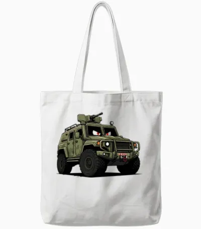 Retro Military Vehicle Tote Bags - White