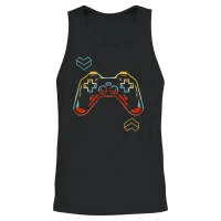 Geometric Gamer Joystick Controller Retro Gaming Unisex Tank Top - Black – 2