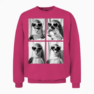 Lunettes De Soleil Drôles De Dauphins Avec Cœurs Pour La Saint-Valentin Manche Longue Unisex Sweatshirt - Heliconia