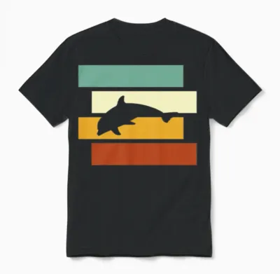 Dolphin Retro Unisex T-Shirt - Black