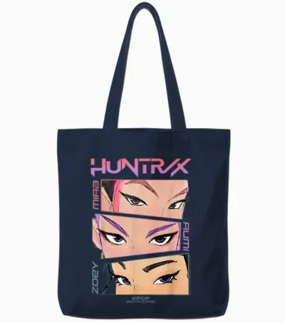 Kpop Demon Hunters Huntrix Eyes Comic Strip Tote Bags - Navy