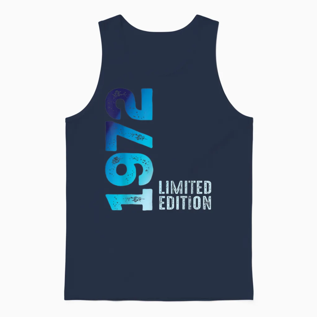 Stunning Year 1972 Vintage Since 1972 Limited Edition 1972 T-Shirt, Black, S Unisex Tank Top in Navy
