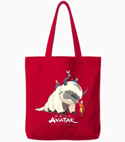 Avatar: the Last Airbender Appa Group Shot Logo Tote Bags - Red