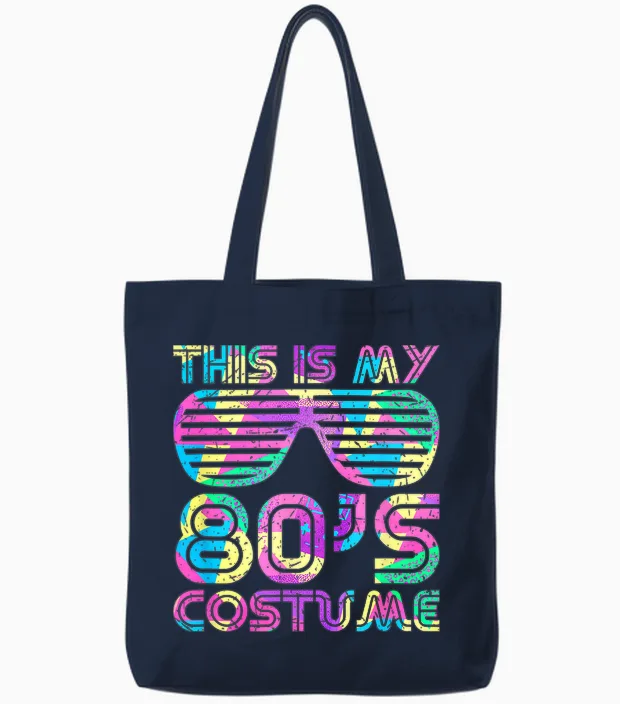 This Is My 80s Costume Groovy Retro Halloween Costume 80s T-Shirt, Black, S Tote Bags in Navy