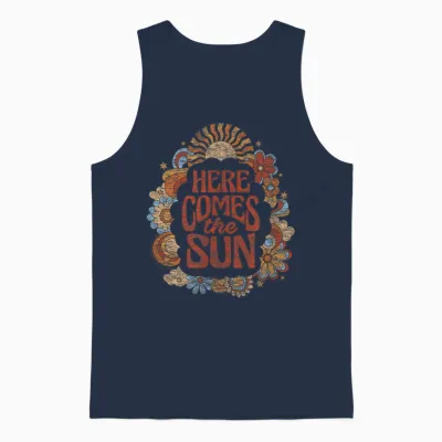 The Beatles - Here Comes the Sun Retro-Vintage-Blumen Unisex Tank Top - Navy