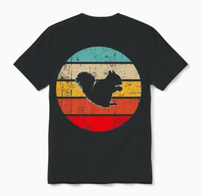Squirrel Retro Unisex T-Shirt - Black