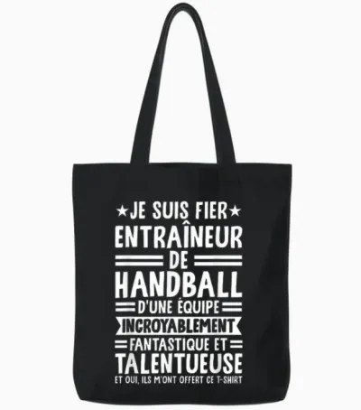 Funny Coach I Am Proud Handball Trainer Tote Bags - Black