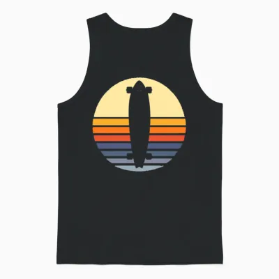 Retro Longboard Unisex Tank Top - Black