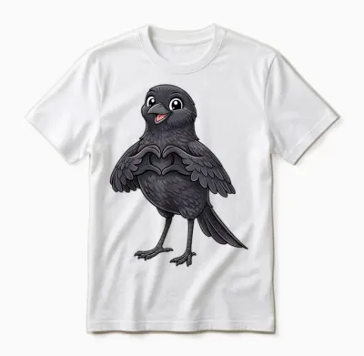 Rabe Mit Herz | Süße Krähe Mit Herzsymbol Unisex T-Shirt - White