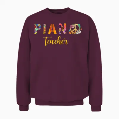 Retro Piano Teacher Unisex Sweatshirt - Maroon
