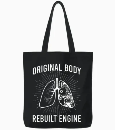 Rebuilt Lung Transplant Survivor Lung Transplant Tote Bags - Black