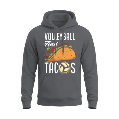 Volleyball and Tacos Funny Volleyball Gift Unisex Hoodie - Charcoal