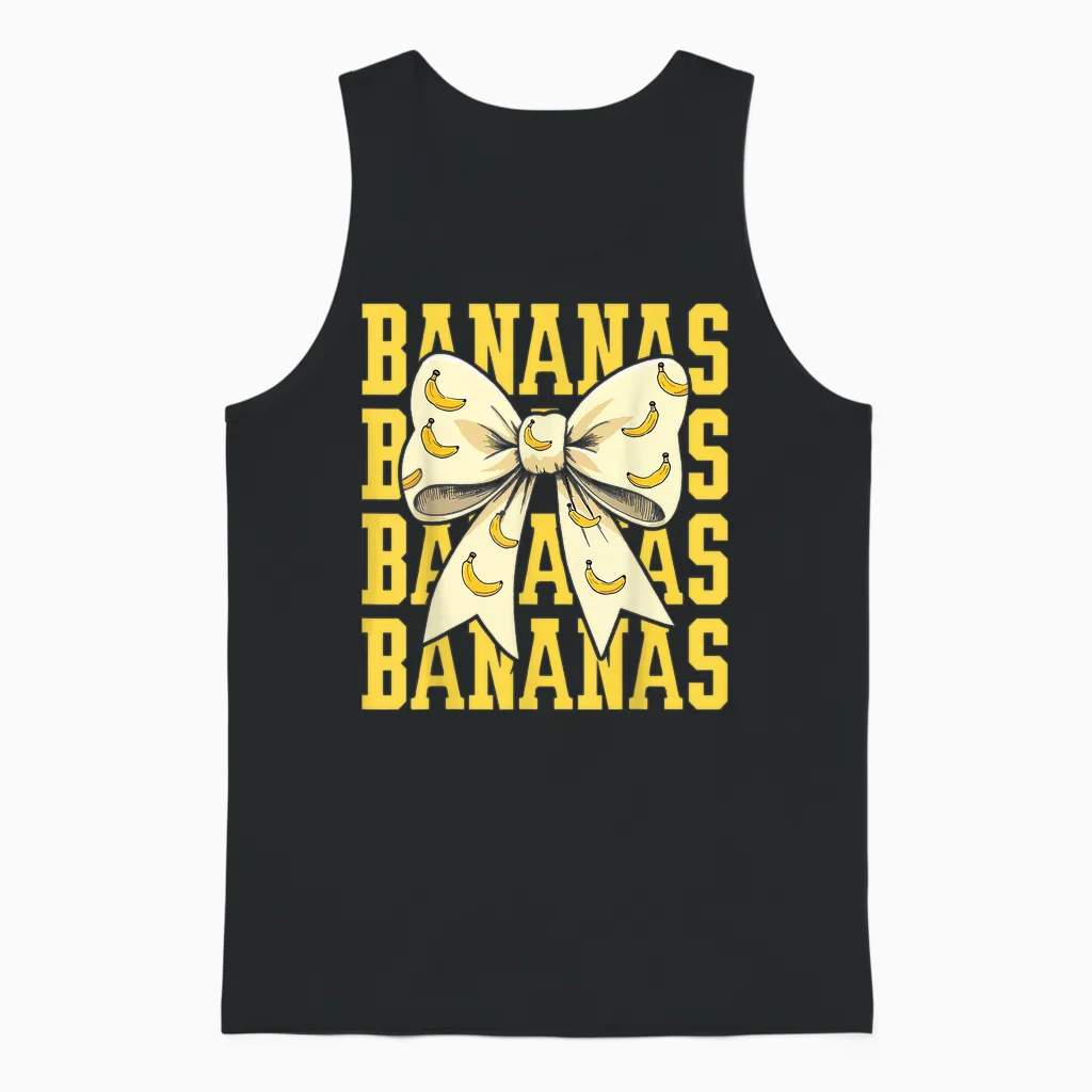Retro Bananas Last Name Coquette Bow Women Girls Unisex Tank Top in Black