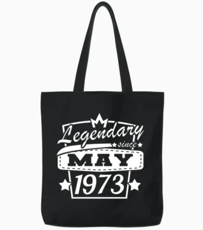 May 1973 Retro Birthday Tote Bags - Black