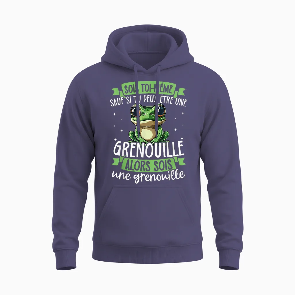 Be Yourself Unless You Can Be a Frog Unisex Hoodie in Heather Sport Dark Navy