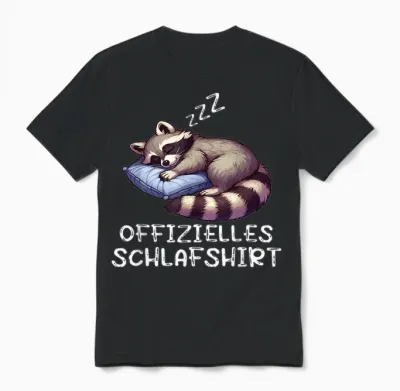 Official Sleepshirt Raccoon Cute Raccoon T-Shirt, Black Unisex T-Shirt - Black