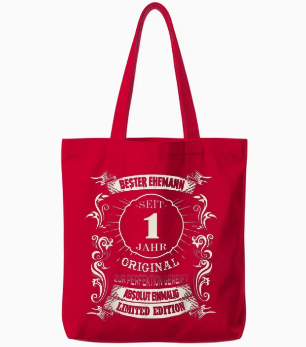 1 Hochzeitstag Bester Ehemann Seit 1 Jahre Papierhochzeit Tote Bags in Red