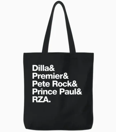 J Dilla Premier Pete Rock Prince Paul Rza Helvetic Tote Bags - Black