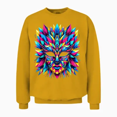Retro Carnival Mask Brazil Rio T-Shirt, Black, S Unisex Sweatshirt - Gold