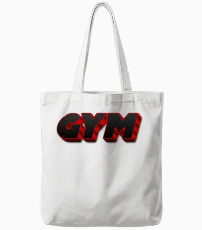 Bold Gym Text in Red and Black Tote Bags - White