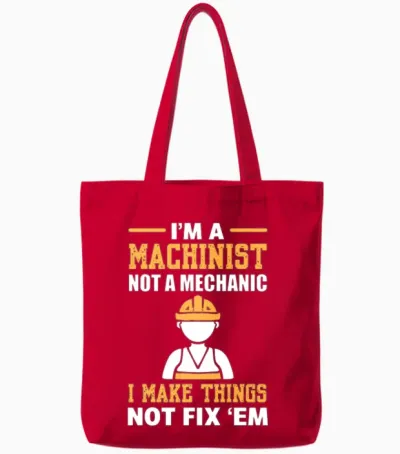 Funny Machinist Manual Machinist Tote Bags - Red