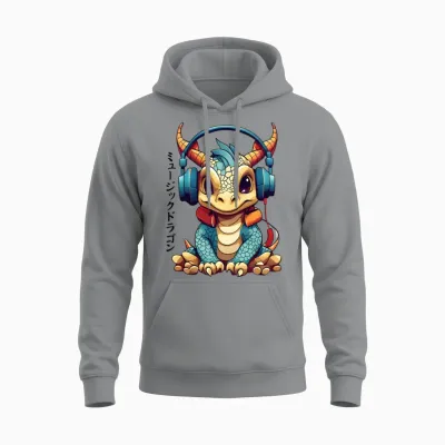 Japanese Music Dragon Unisex Hoodie - Sport Grey
