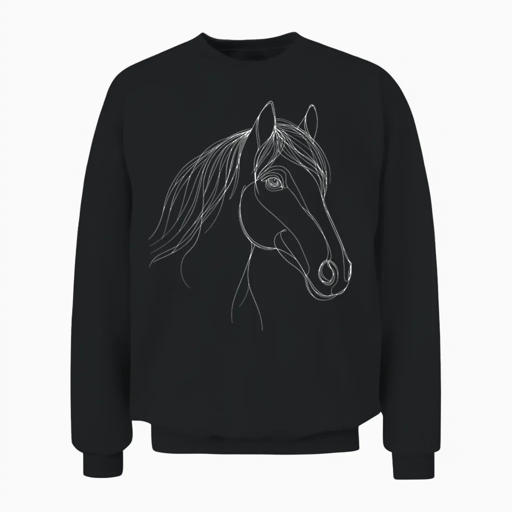 Line Art Cheval Knabstrupper équitation équestre Unisex Sweatshirt in Black